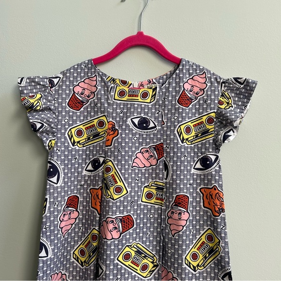 Kenzo Multicolor Girls’ Graphic Short Sleeve Dress, Size 8A - Picture 2 of 11